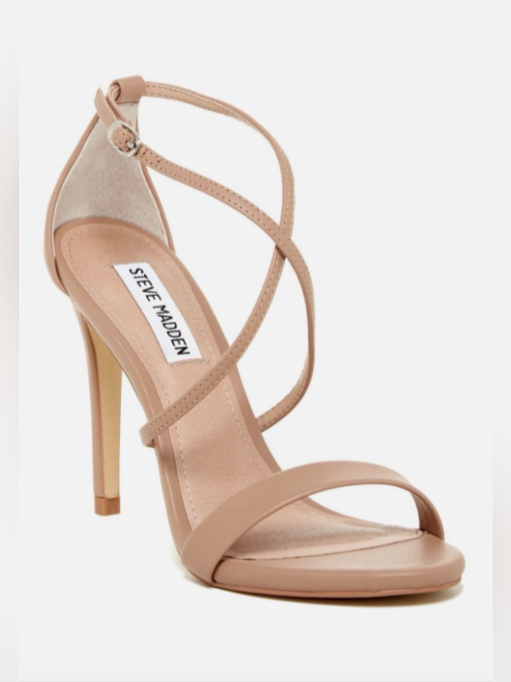Steve Madden Nude Cross Strap Stiletto Heels | Minimalist Glam